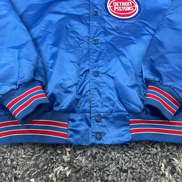 VINTAGE 1990s DETROIT PISTONS LOCKER LINE SATIN JACKET SZ. LARGE MADE IN USA - Picture 2 of 8
